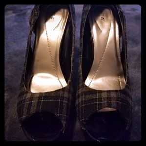 Plaid and black patent leather size 9 heels